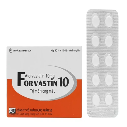 Forvastin 10 - Thuốc điều trị tăng cholesterol của F.T.PHARMA