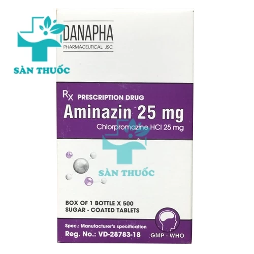 Aminazin 25mg Danapha (500 viên) - Thuốc trị tâm thần hiệu quả