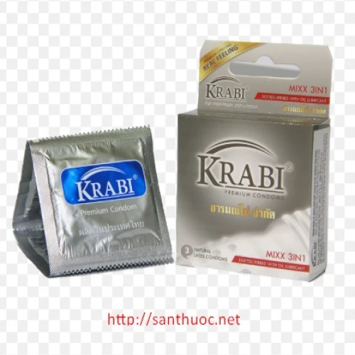 Bao Cao Su Krabi Mixx 3in1 Hộp 12 cái - Giúp tránh thai, bảo vệ sức khỏe hiệu quả