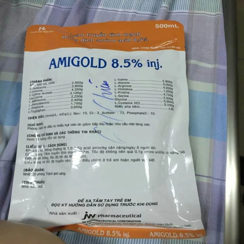 Amigold 8.5% dịch truyền tổng hợp các axit amin giúp phòng và điều trị thiếu prorein