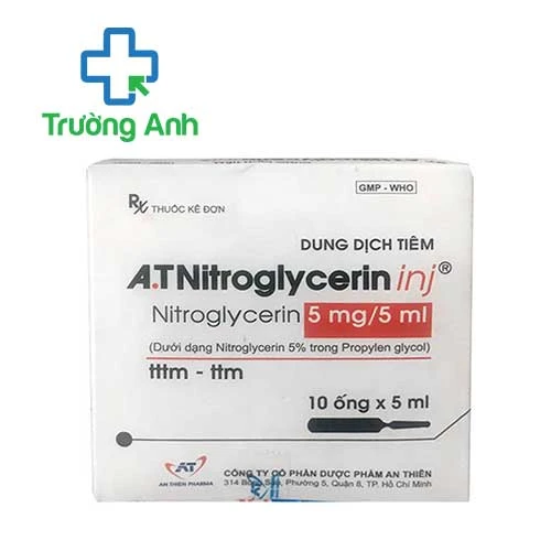 AT Nitroglycerin inj 5mg/5ml - Thuốc điều trị các bệnh tim mạch