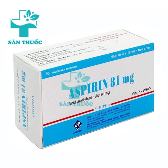 Aspirin 81mg Vidipha Thuốc điều trị nhồi máu cơ tim