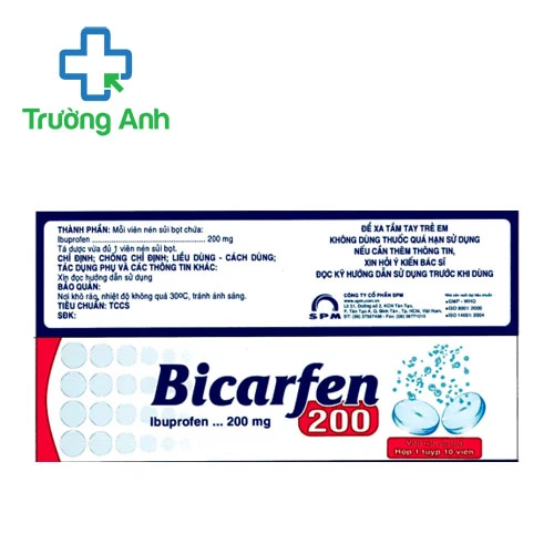 Bicarfen 200 SPM - Thuốc giảm đau hạ sốt dạng viên sủi