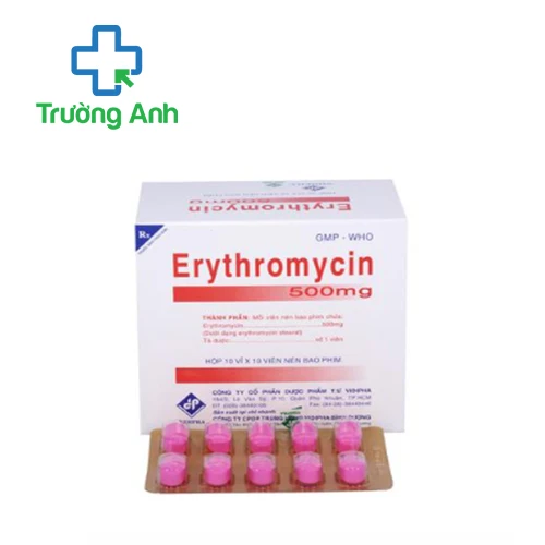 Erythromycin 500mg Khapharco - Thuốc điều trị nhiễm khuẩn