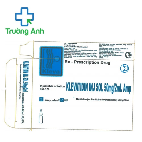 Klevatidin Inj Sol 50mg/2ml Amp Kleva Pharma - Thuốc điều trị viêm loét dạ dày tá tràng