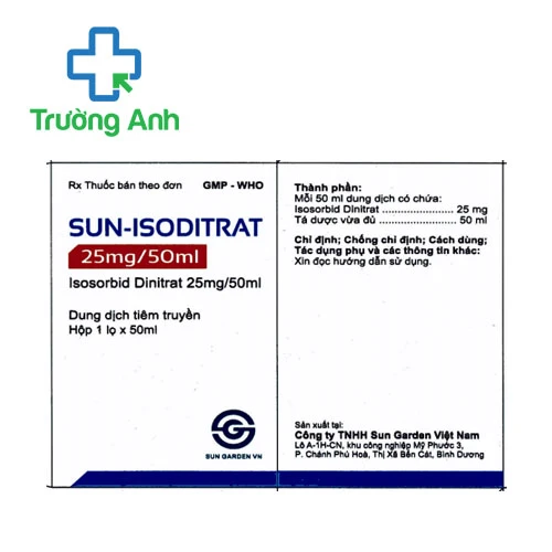 Sun-isoditrat 25mg/50ml - Thuốc điều trị đau thắt ngực hiệu quả