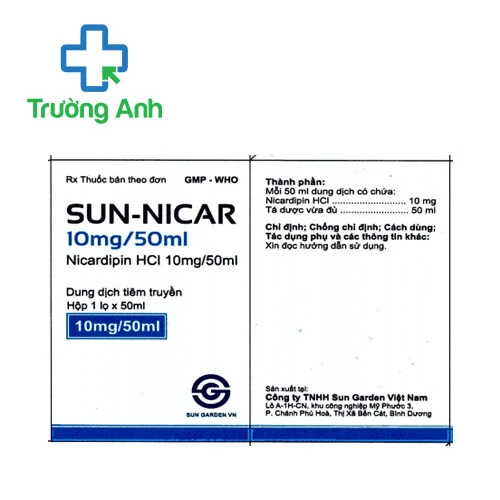 Sun-Nicar 10mg/50ml - Thuốc trị tăng huyết áp của Sun Garden