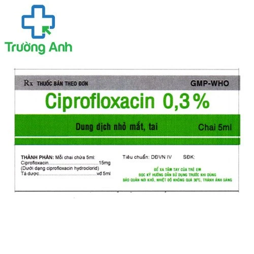 Ciprofloxacin 0,3% 5ml Vidipha - Thuốc điều trị nhiễm khuẩn mắt