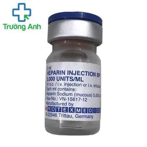 Heparin BP 5000Units/ml Rotexmedica - Trị huyết khối tĩnh mạch