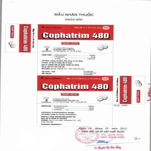 Cophatrim 480 - Thuốc điều trị bệnh nhiễm khuẩn của Armepharco