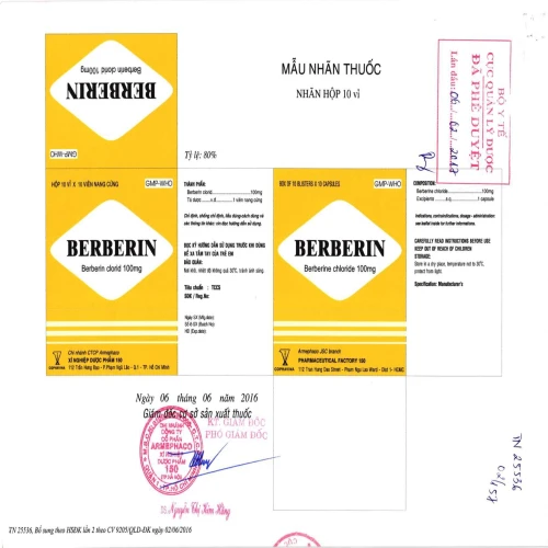 Berberin Armephaco - Thuốc điều trị các bệnh đường ruột