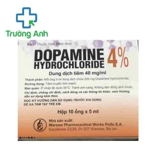Dopamine hydrochloride 4% Warsaw - Thuốc điều trị bệnh tim