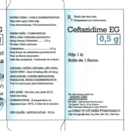 Ceftazidime EG 0.5g - Thuốc điều trị nhiễm khuẩn của Pymepharco