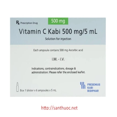 Vitamin C Kabi Inj.500mg/5ml - Thuốc giúp bổ sung vitamin C hiệu quả