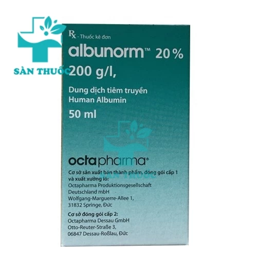 Albunorm 20% 50ml Octapharma - Thuốc điều trị giảm thể tích máu