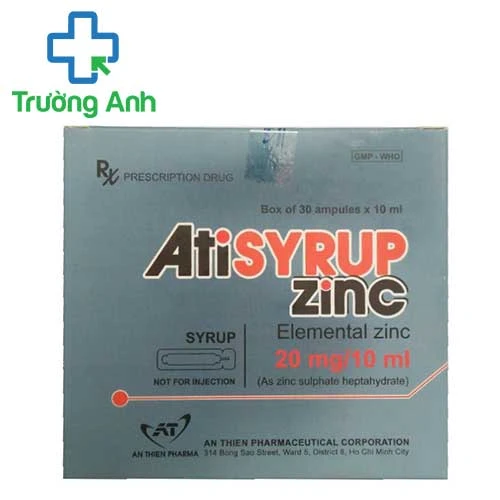 Atisyrup zinc - Bổ sung kẽm trong các trường hợp thiếu kẽm 