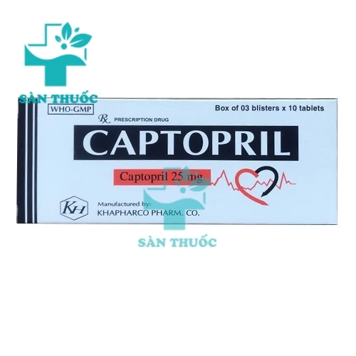 Captopril - Thuốc điều trị huyết áp cao, suy tim của Khapharco