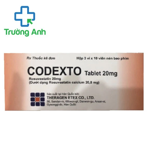 Codexto tablet 20mg - Thuốc điều trị tăng cholesterol trong máu
