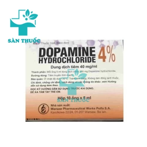 Dopamine hydrochloride 4% Warsaw - Thuốc điều trị bệnh tim