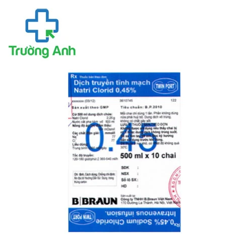 Dịch truyền tĩnh mạch NaCl 0,45% B.Braun - Thuốc giảm mất nước