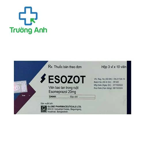 Esozot 20mg Globe - Thuốc điều trị viêm loét dạ dày hiệu quả