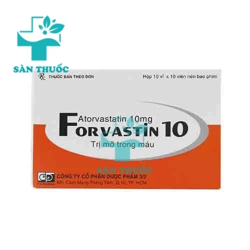 Forvastin 10 - Thuốc điều trị tăng cholesterol của F.T.PHARMA