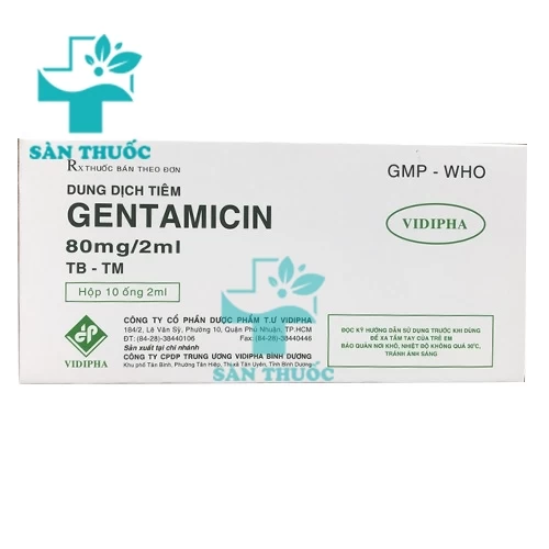 Gentamicin 80mg/2ml Vidipha - Thuốc điều trị nhiễm khuẩn hiệu quả (10 hộp)