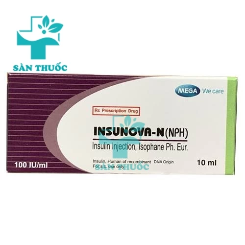 Insunova N 100IU/1ml Inj.10ml - Thuốc điều trị bệnh tiểu đường hiệu quả