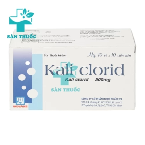 Kali clorid Tab.500mg Nadyphar - Thuốc bổ sung kali hiệu quả