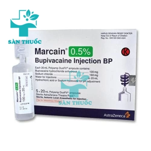 Marcain 20ml Inj.0.5% - Thuốc giúp gây tê, gây mê hiệu quả
