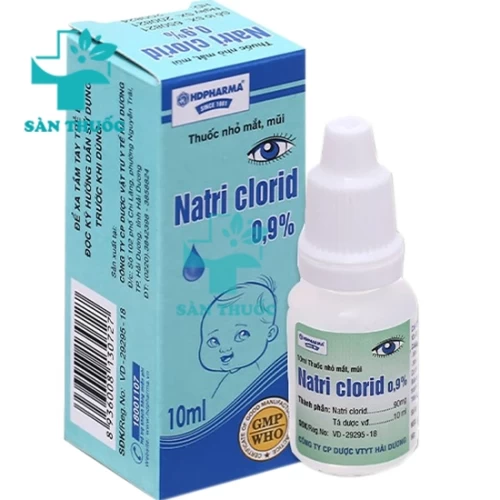 Natri clorid 0,9% 10ml HD Pharma - Dung dịch vệ sinh mắt mũi (10 cọc)