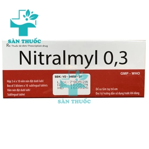 Nitralmyl 0,3 Hataphar - Thuốc phòng đau thắt ngực, suy tim