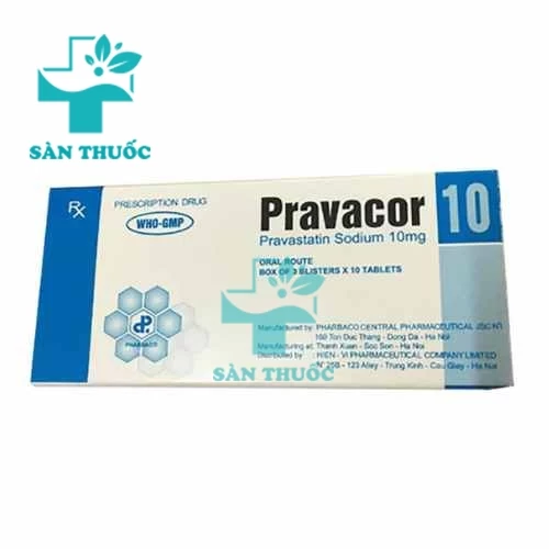 Pravacor 10 Pharbaco - Thuốc điều trị các bệnh về tim mạch