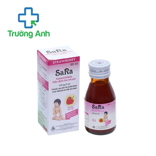 Sara 120mg/5ml (hương dâu) - Thuốc giảm đau hạ sốt cho trẻ