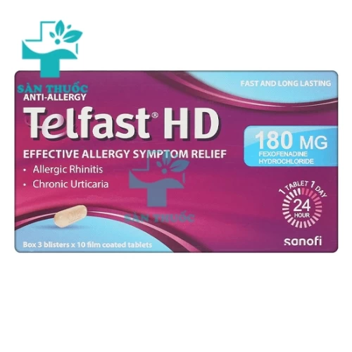 Telfast HD Sanofi - Thuốc điều trị viêm mũi dị ứng, mề đay