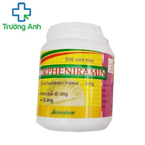 Clorpheniramin 4mg Vacopharm (lọ 500 viên) - Trị viêm mũi dị ứng