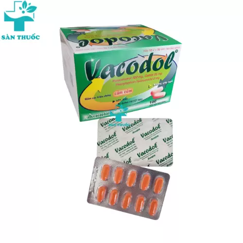 Vacodol - Paracetamol 500mg + Cafein 25mg + Phenylephrin hydroclorid 5mg Vacopharm