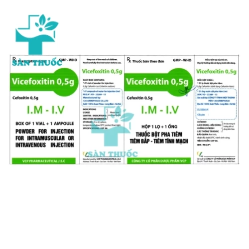 Vicefoxitin 0,5g VCP - Thuốc điều trị bệnh nhiễm khuẩn hiệu quả