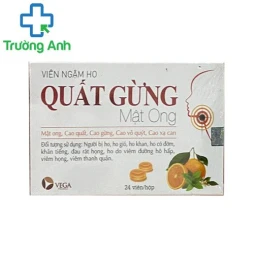 Viên ngậm ho Quất gừng mật ong Vega - Giảm ho, giảm đau rát họng